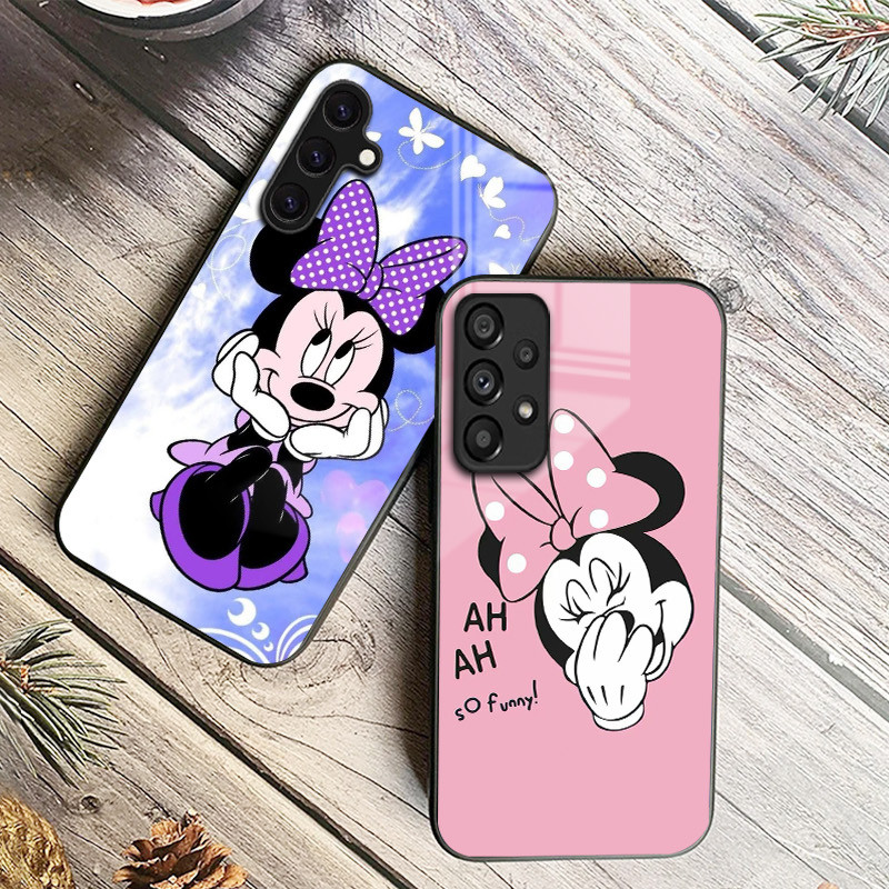 Mickey minnie mouse 08 Capa De Telefone De Vidro Para Samsung Galaxy A14 A16 A30 A22 A32 A33 A34 A40 A42 A55 4G A52 A53 