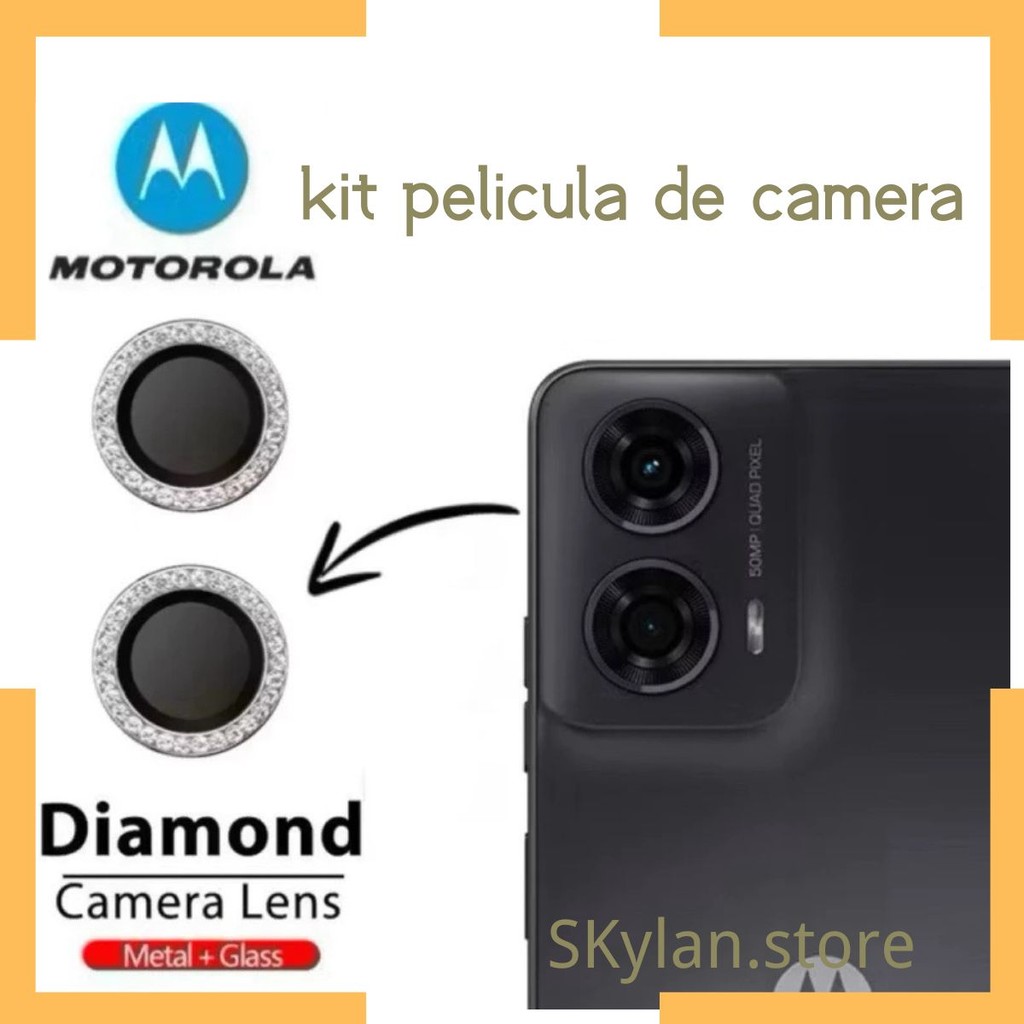 Pelicula diamante de vidro protetor de Lente Cãmera Para Motorola moto MOTO G14 G24 G34 G35 G55 G75 G84 G85 G86 G56