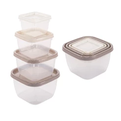 Kit 4 Potes Encaixáveis Quadrados Conect Plástico Plasútil