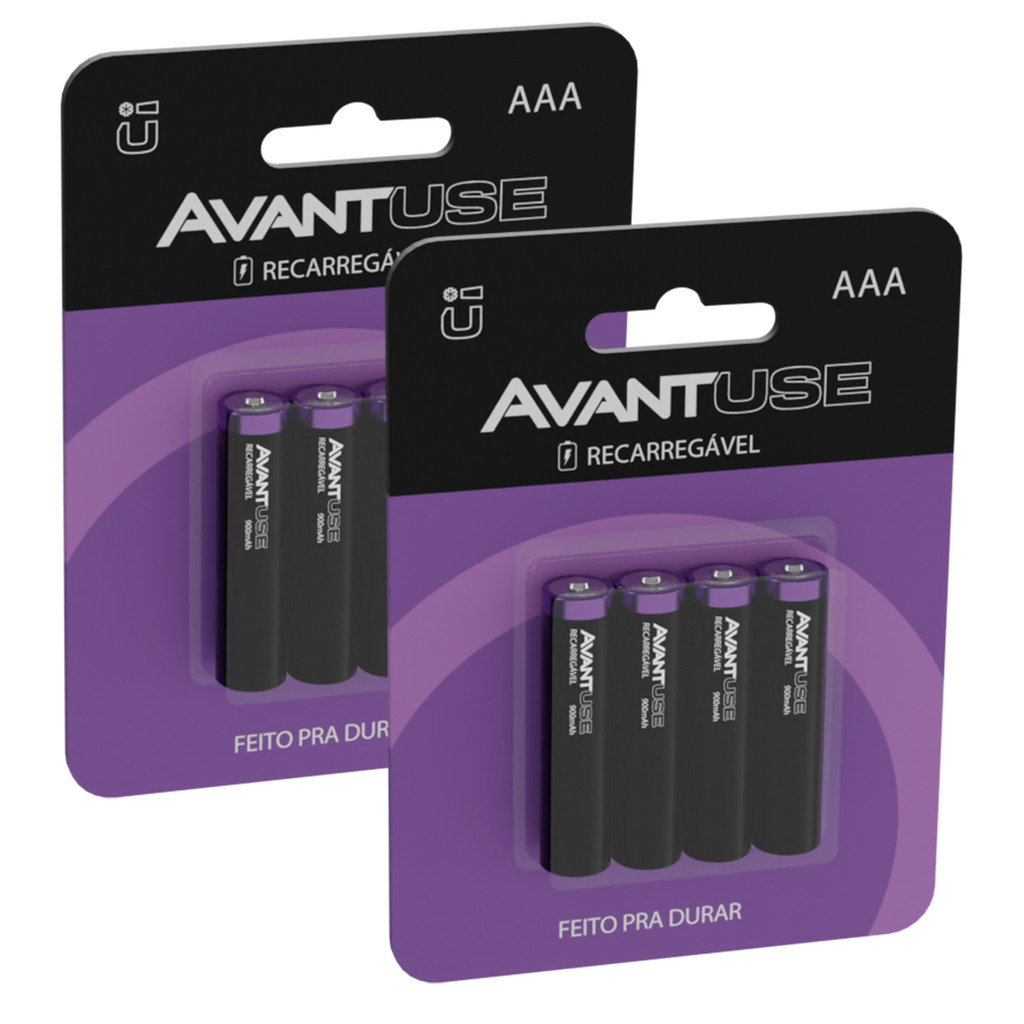 Kit 8 Pilhas Recarregável AAA Palito 1000MAH 1.2V Avant Use - Home Appliances