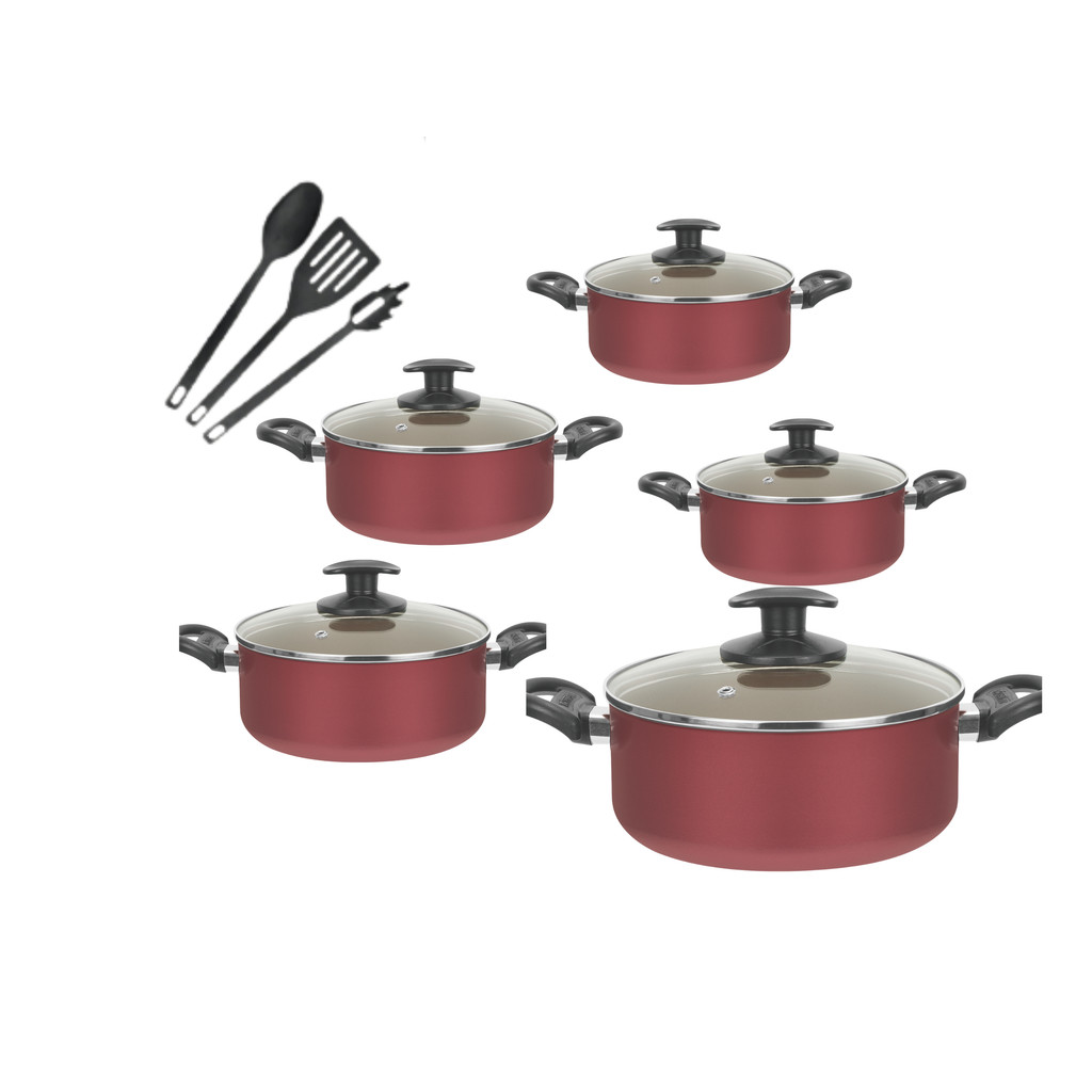 Conjunto De Panela 5 Pçs Teflon Antiaderente Tampas De Vidro 14 a 22 em Oferta na Shopee