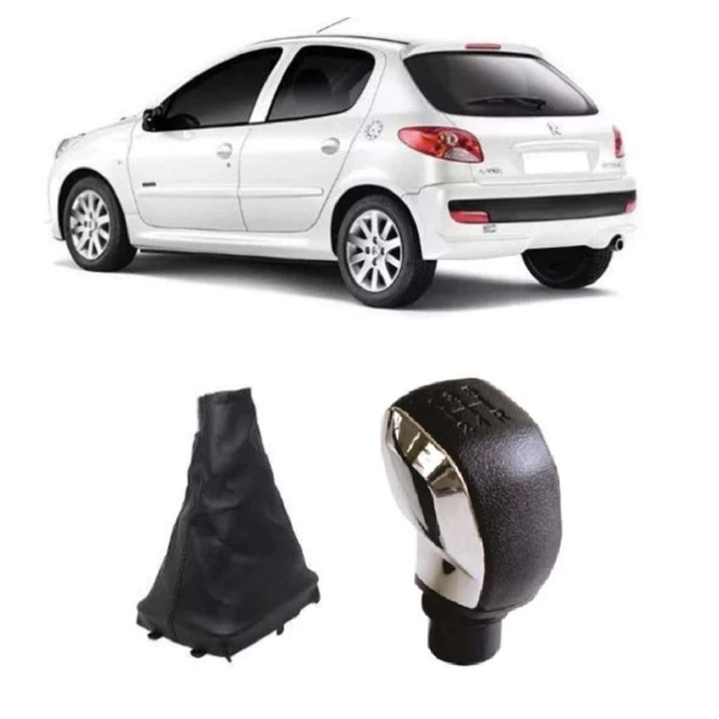 Manopla Bola Câmbio Cromado + Ciofa Peugeot 206 207 208