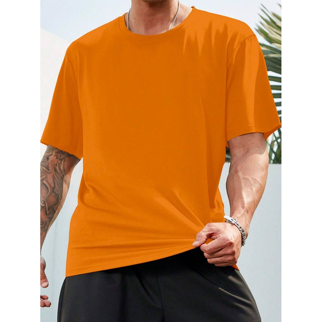 T Shirt Laranja Plus Size Clássica Camisa Camiseta Larga Confortável Blusa Oversized Longa Esportiva