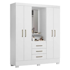 Guarda Roupa Infantil Paris 2045150 Branco Rosa - Aramóveis