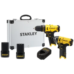 Combo Parafusadeira Furadeira + Parafusadeira de Impacto STANLEY SCHI10D2FK Com 2 Baterias e Maleta