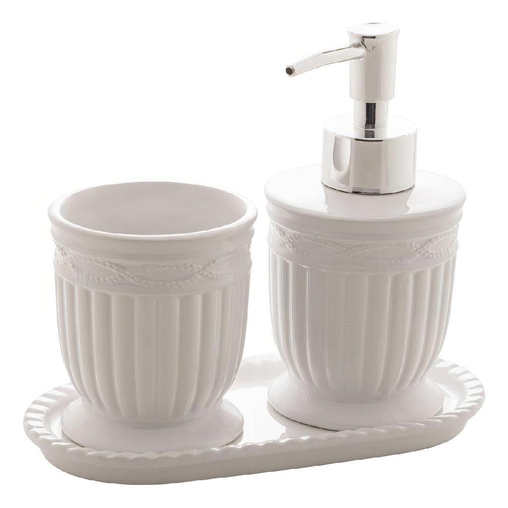 3 Peças Para Banheiro Lyor Greece Branco E Prata em Oferta na Shopee