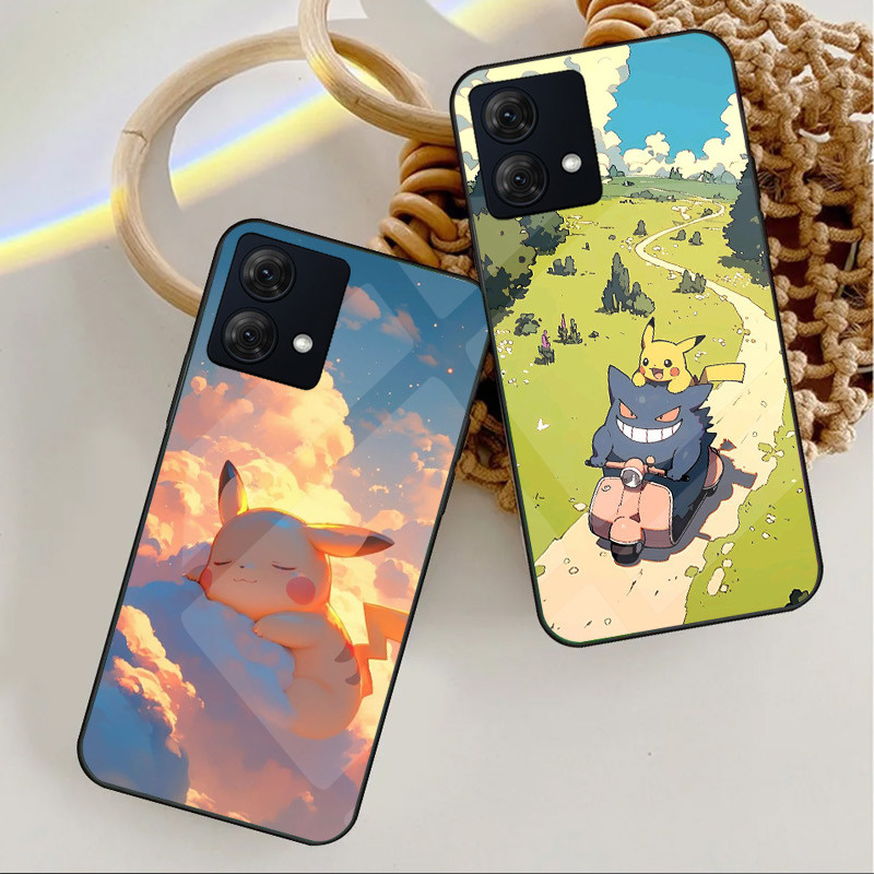 pokemon pikachu 10 Caso De Telefone Vidro Para Motorola Moto G75 G55 G35 G24 G34 G54 G84 G85 G34 Borda 50 60 Pro Capa