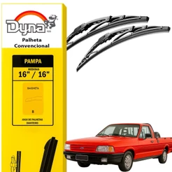 Kit palheta parabrisa dianteiro Pampa 1982 a 1997 Original Dyna Funcionamento Silencioso