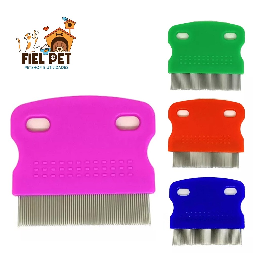 Pente Fino Anti Tira Pulgas Pet Para Cães Cachorros Gatos Aço