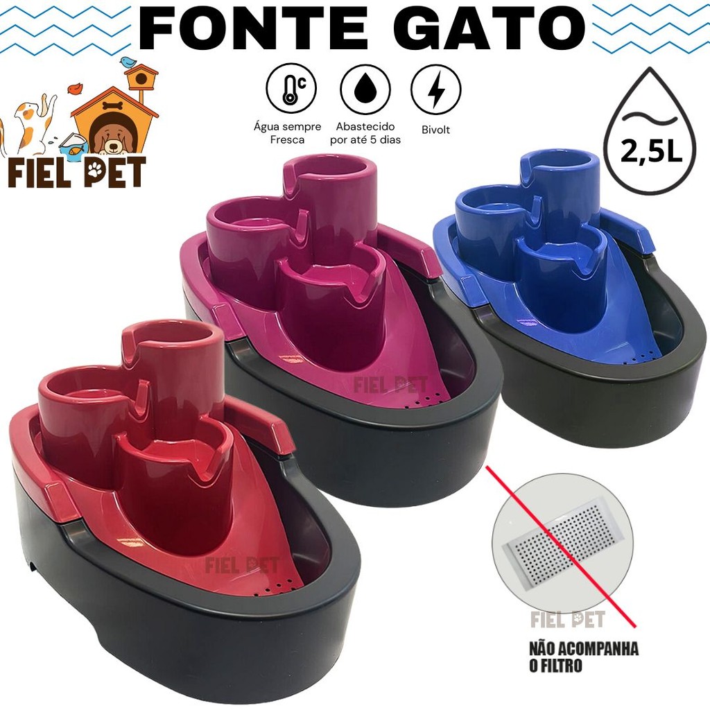 Fonte de Água Gatos Bebedouro Pet Cães Mec / Dura