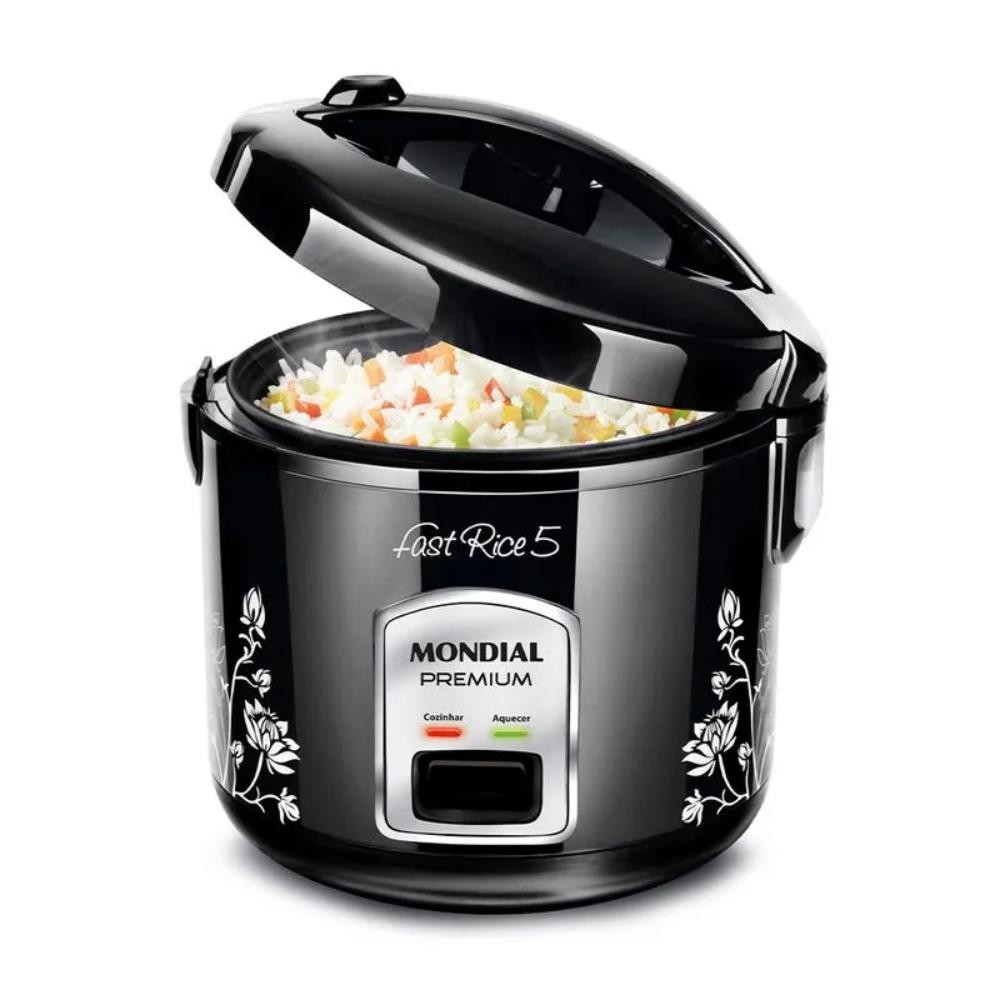 Imagem Panela de Arroz Mondial Fast Rice 5 Xícaras Premium Preto 400W 127V - NPE-08-5X