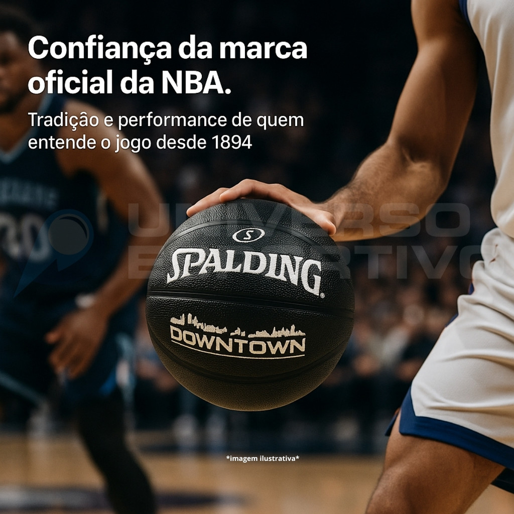 Bola Basquete Spalding Downtown Oficial Tamanho 7 Oficial Indoor Outdoor Resistente Profissional · foto 2
