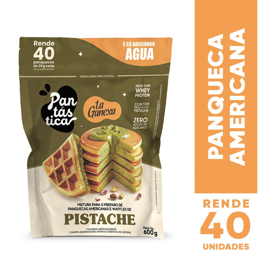 PANTASTICA LAGANEXA 600G - SABOR PISTACHE - PANQUECA PROTEICA - SEM AÇUCAR