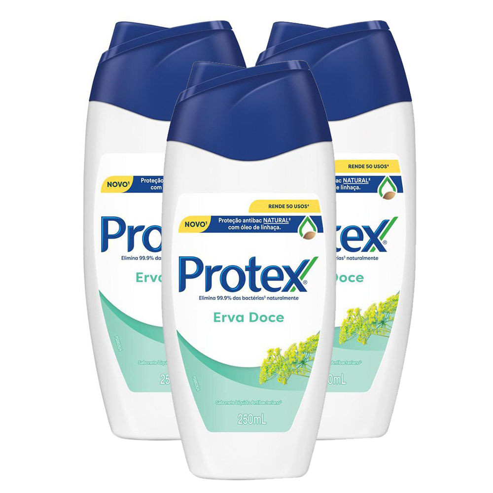 Sabonete Líquido Protex Erva-Doce com 250ml | Kit com três unidades - Beauty