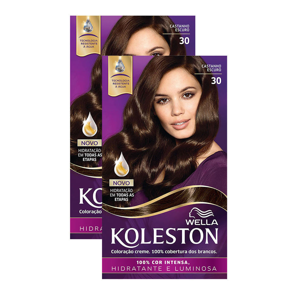 Kit 2X Tintura Creme Koleston Wella Castanho Escuro 30 - Beauty