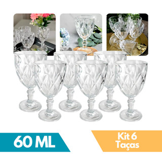 Kit 6 Taças de Licor 60ml Vidro Diamante Cristal Sofisticado Elegante em Oferta na Shopee