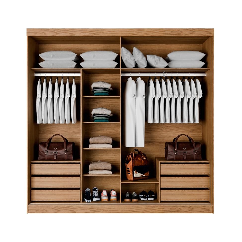 Guarda-Roupa Casal com Espelho Valência 2 PT 6 GV Naturale - Home & Living