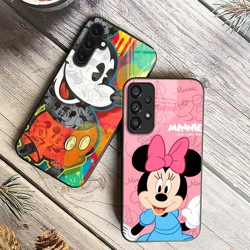 Mickey minnie mouse 11 Capa De Telefone De Vidro Para Samsung Galaxy A14 A16 A30 A22 A32 A33 A34 A40 A42 A55 4G A52 A53 