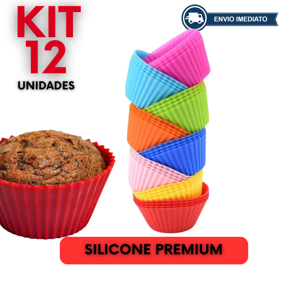 KIt 12 Forma de CupCake Silicone Forminha para Airfryer Forminha Assadeira Mini Bolo