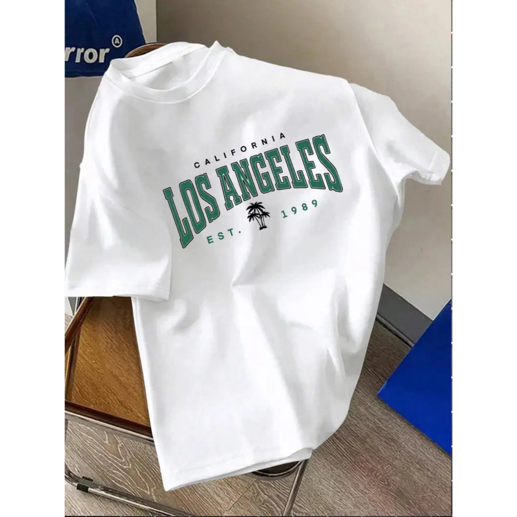 Camiseta Masculina Básica Estampada 100% Algodão Los Angeles Califórnia Manga Curta