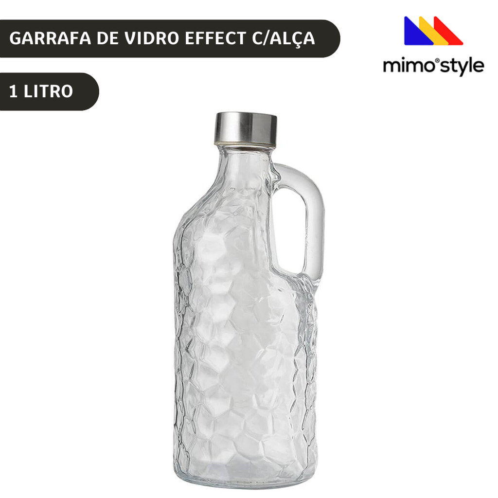 Garrafa de Vidro Effect 1 litro com Alça Mimo Style em Oferta na Shopee