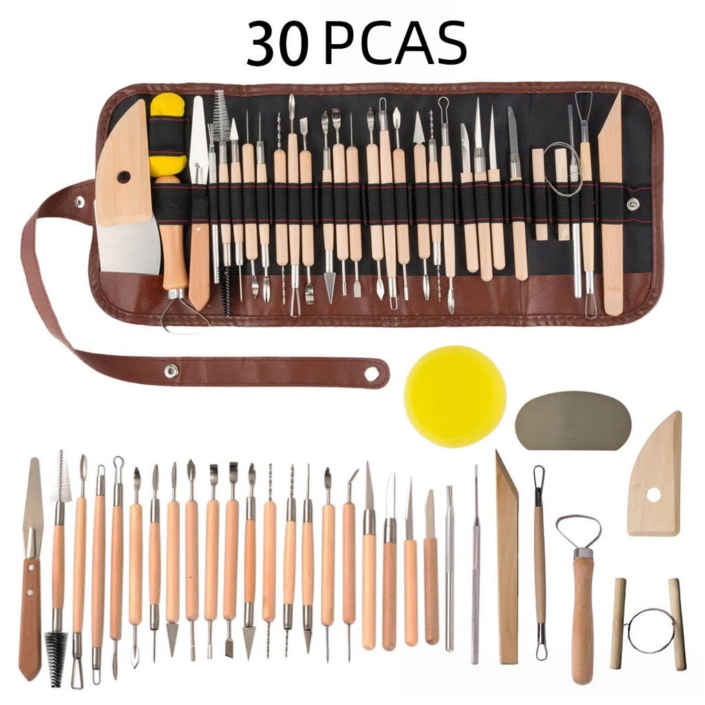 Kit 30 Peças Profissionais Escultura Argila Modelagem Corte