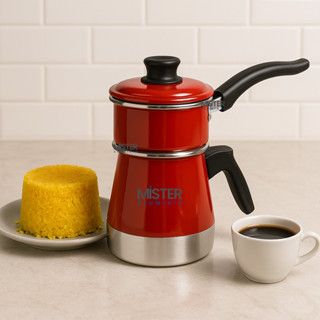 Cuscuzeira Vermelha a Vapor Duplex Individual Mini Cuscuszeira Dupla com Tampa Faz Cuscuz e Legumes em Oferta na Shopee