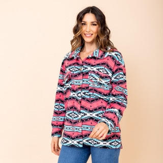 Casaco Blusa de Frio Confortável de Pelinho Teddy Ted Étnico Manga Longa Slim P ao GG Estampado em Oferta na Shopee