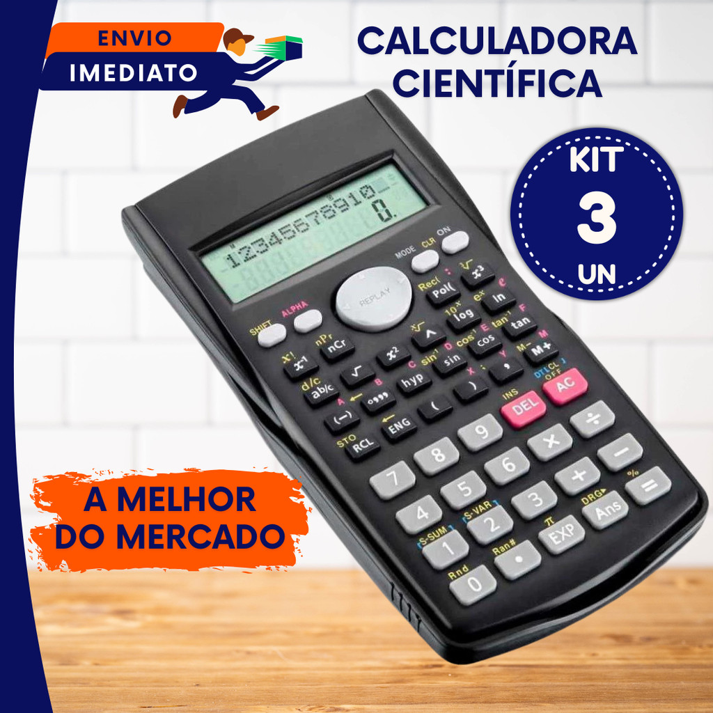 kit Calculadora Científica Matemática  240 Funções 12 Dígitos Cálculo Papelaria Funcional Contas Avançadas Trigometria