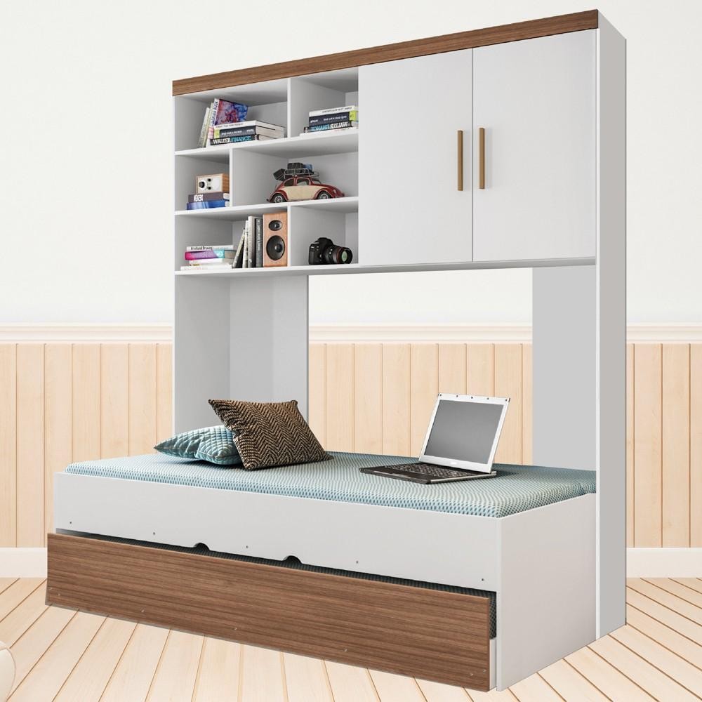Quarto Infantil Modulado 2 Portas Com Bicama Chiara Carvalho/Branco - Phoenix em Oferta na Shopee
