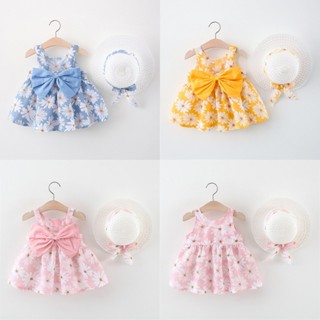 Vestido De Bebê Estampado Com Flor Margarida , Laço Grande , Praia , Férias , Estilo Para Bebês Meninas De 0 A 3 Anos , em Oferta na Shopee