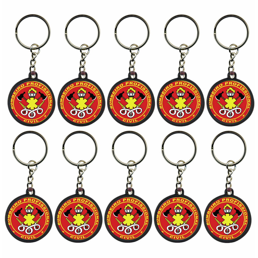 Kit 25 Chaveiros Bombeiro civil Logo Brinde Lembrancinhas