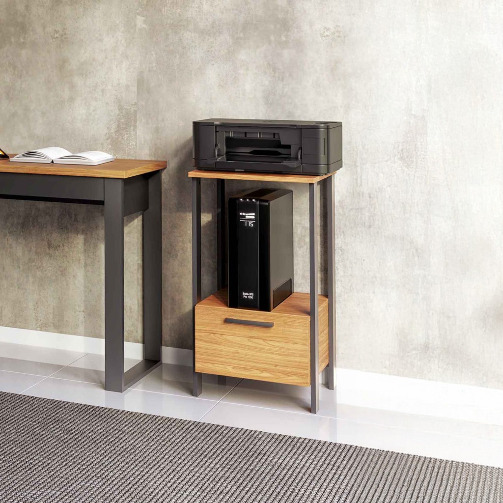 Mesa Auxiliar Industrial para Escritório 1 Gaveta Freijó/Preto - Dalla Costa em Oferta na Shopee