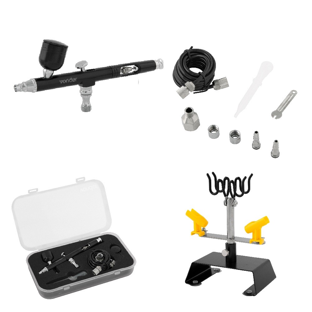 Aerógrafo De Precisão C/ 7 Acessórios + Suporte 4 Un Vonder