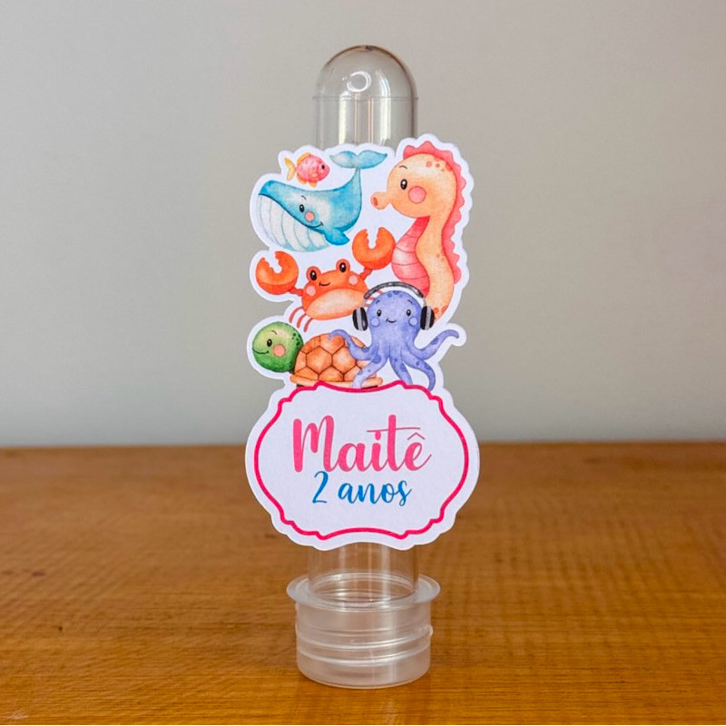 Apliques para Tubete FUNDO DO MAR MENINA / Tags com Nome / Personalizados para Lembrancinhas de Aniversário Infantil