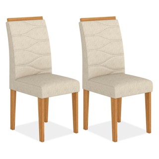 Kit 2 Cadeiras Estofadas Vitória Cinamomo/bege - Móveis Arapongas em Oferta na Shopee