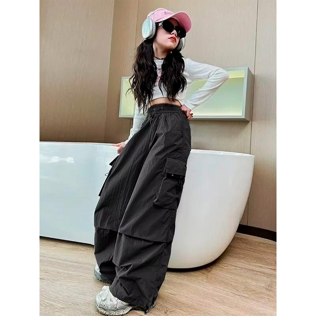 Calça Cargo Feminina Juvenil Oversized Estilo Streetwear – Tamanhos 10 a 16 em Oferta na Shopee
