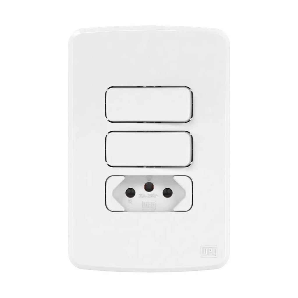 Conjunto 1 Interruptor Simples + 1 Paralelo + Tomada 10a Compose - WEG