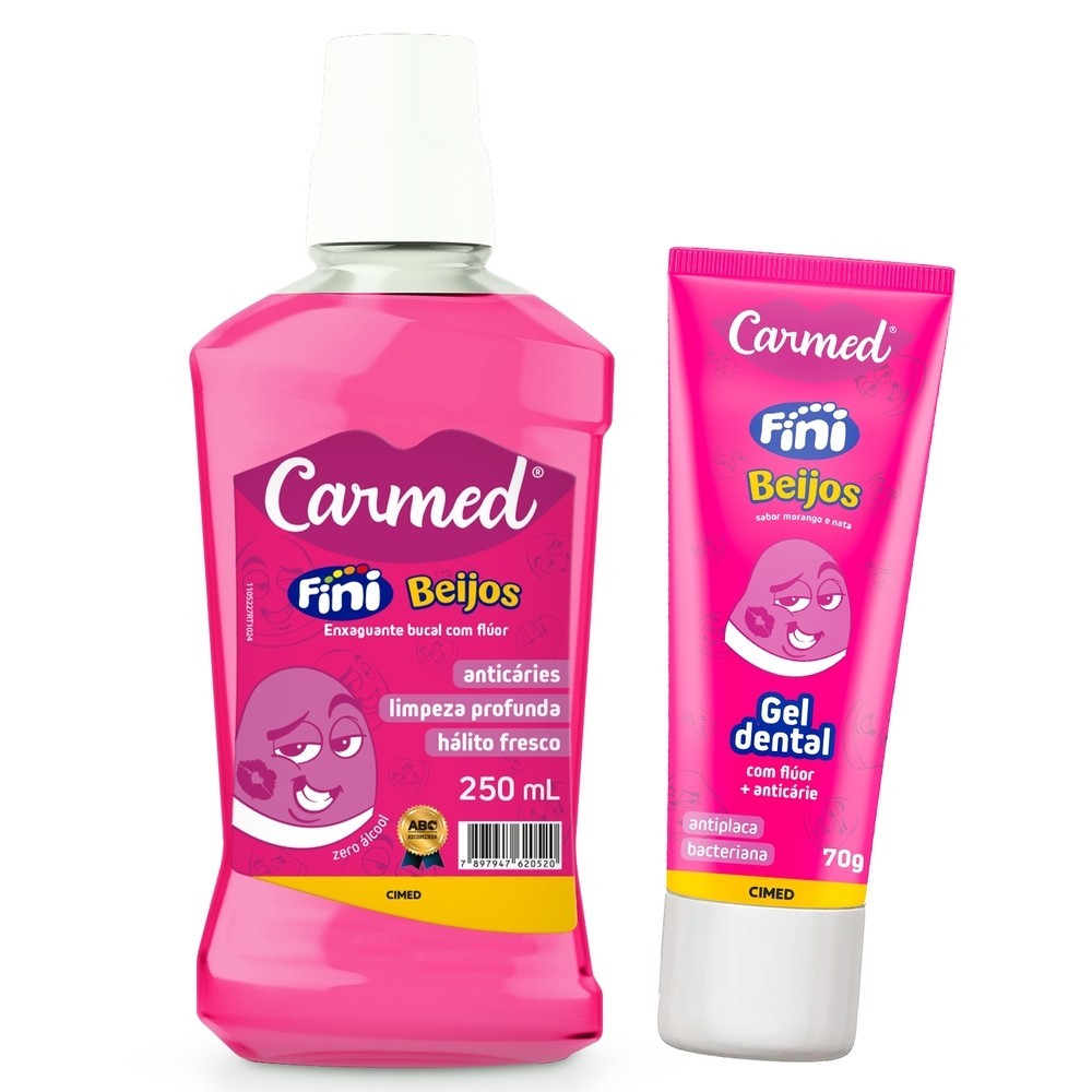 Kit Gel Dental Beijos 70g + Enxaguante Bucal Beijos 250ml - Bocas Saudaveis