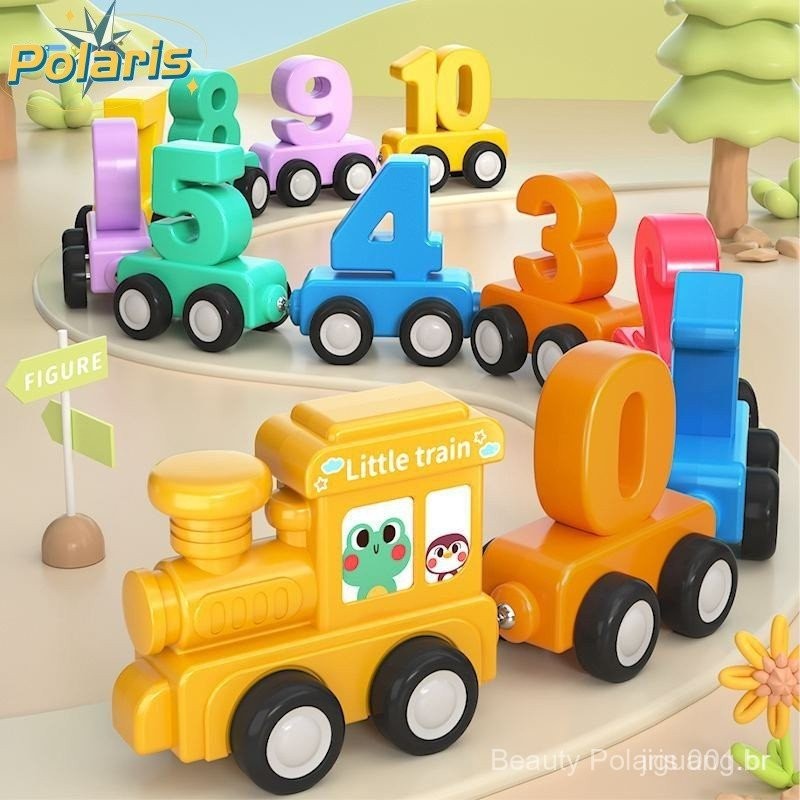 TEMI Magnetic Wooden Train Brinquedos Digitais De Madeira Puzzle De Aprendizagem Infantil em Oferta na Shopee
