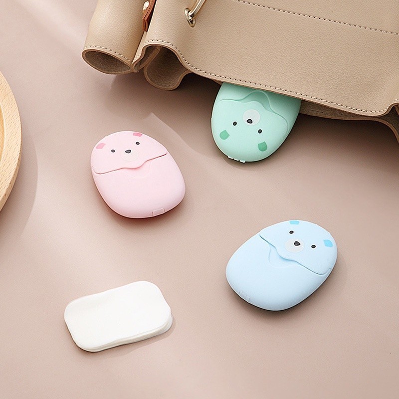 50/100/150 Pcs de papel sabão descartável portátil bonito em caixa de papel sabonete Mini fatia em Oferta na Shopee