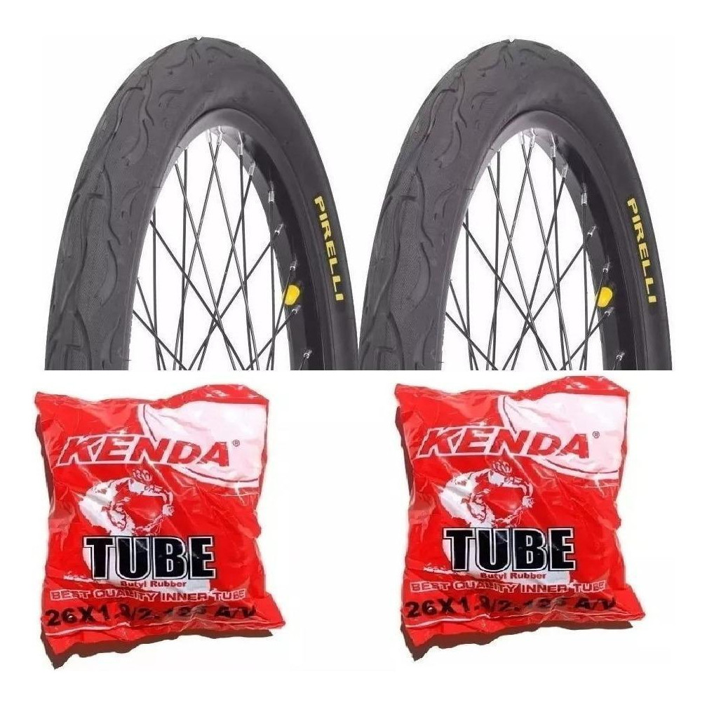 PAR PNEU PIRELLI 26x2.125 TORNADO BETA FLAME + 2 CÂMARAS 26 CINZA-ESCURO em Oferta na Shopee