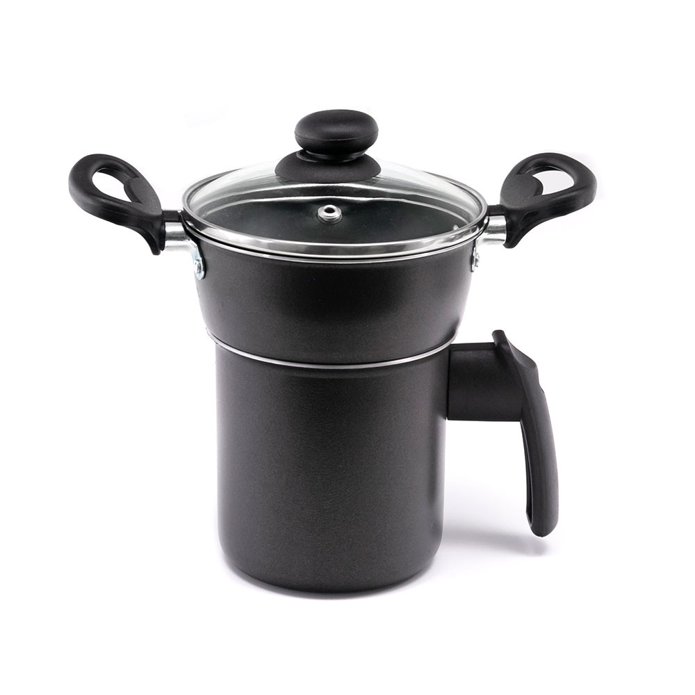 Cuscuzeira Individual 3 Em 1 Tampa Vidro Alumínio Leiteira Preta Panela Cuscuz Prático Meridional em Oferta na Shopee