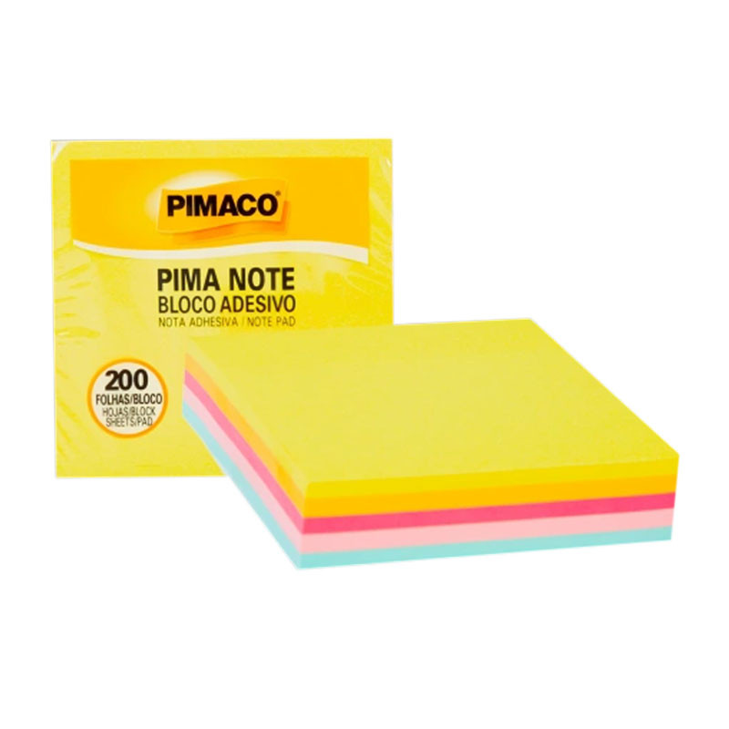 Bloco recado adesivo Pima Note Multicor Neon 76x76mm 200 fls Pimaco em Oferta na Shopee