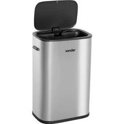 Lixeira Com Sensor Retangular Grande 55 Litros Inox Vonder