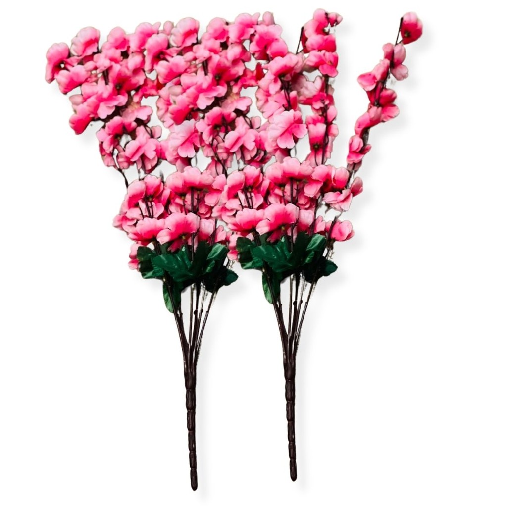 2 Buque Pessegueira Flor Cerejeira Artificial Decoração 6 Galhos Grande