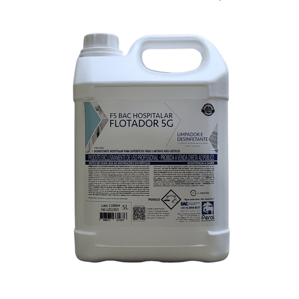 LIMPADOR E DESINFETANTE ODONTO-HOSPITALAR FLOTADOR F5 BAC 5G