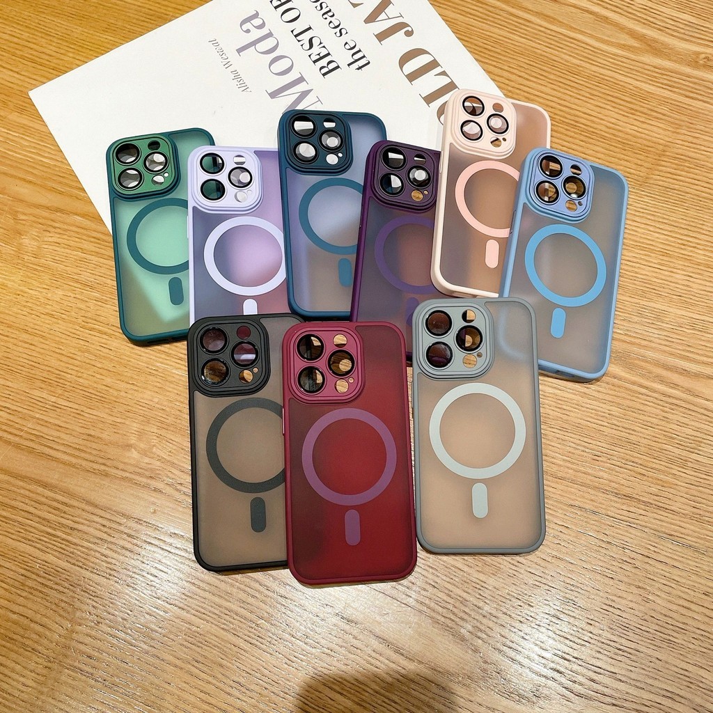 Capa Magnética Luxo Fosca Translúcida Antichoque Armadura para iPhone11 12 13 14 15 16 17 Pro Max com Proteção de Câmera em Oferta na Shopee