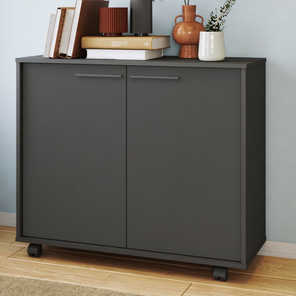 Armário para Escritório 2 Portas 2 Prateleiras Preto 514 - Pnr Móveis em Oferta na Shopee