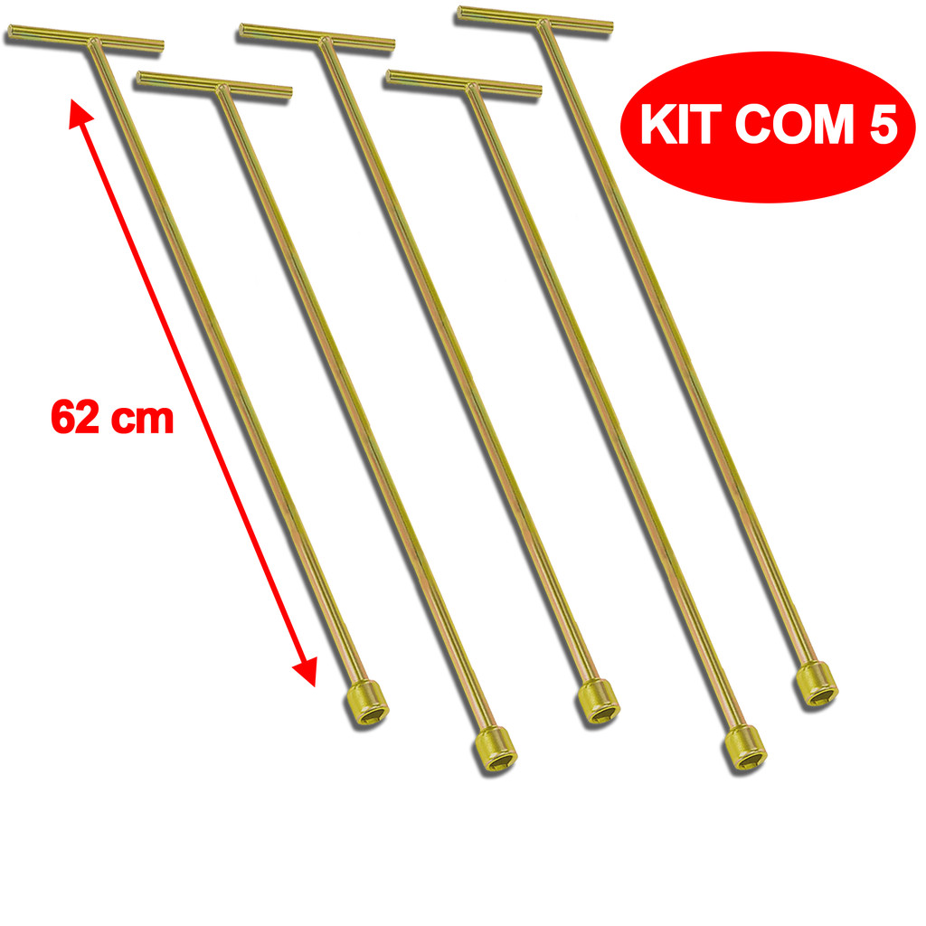 Kit 5 Chave T 10mm Longa Agitador Lavadora Brastemp Electrolux 62cm